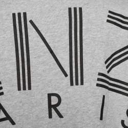 Pre Owned Kenzo Grey Logo Print Cotton Boxy Fit Shift Dress S