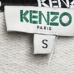 Pre Owned Kenzo Grey Logo Print Cotton Boxy Fit Shift Dress S