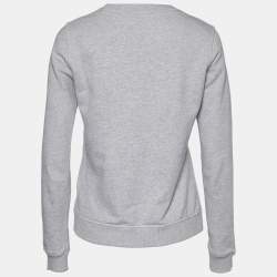Pre Owned Kenzo Grey Eye Embroidered Cotton Crew Neck Sweatshirt S