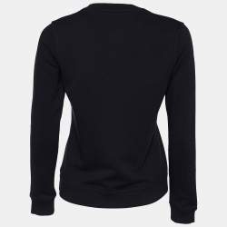 Pre Owned Kenzo Black Cotton Eye Embroidered Crew Neck Sweatshirt S
