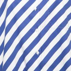 Pre Owned Kenzo Blue & White Striped Cotton Button Front Oversize Shirt M