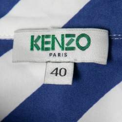 Pre Owned Kenzo Blue & White Striped Cotton Button Front Oversize Shirt M