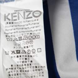 Pre Owned Kenzo Blue & White Striped Cotton Button Front Oversize Shirt M