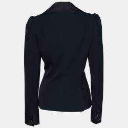 Pre Owned Kenzo Navy Blue Wool & Cotton Double Breasted Blazer L