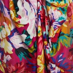 Pre Owned Kenzo Multicolor Floral Print Satin Silk Maxi Dress M