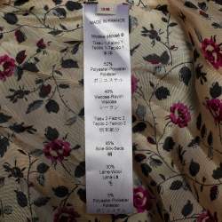 Kenzo Black Floral Jacquard Belted Single Breasted Coat M