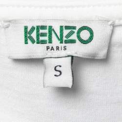 Pre Owned Kenzo White Dragon Kick Print Cotton Draped T-Shirt S