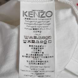 Pre Owned Kenzo White Dragon Kick Print Cotton Draped T-Shirt S