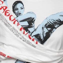Pre Owned Kenzo White Dragon Kick Print Cotton Draped T-Shirt S
