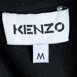 Pre Owned Kenzo Black Abstract Tiger Print Cotton Crew Neck T-Shirt M
