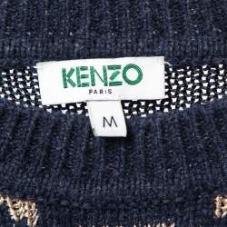 Kenzo Navy Blue Tiger Intarsia Motif Wool Sweater M