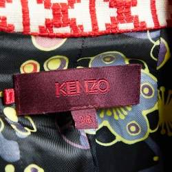 Pre Owned Kenzo Light Beige Embroidered Cotton Belted Kimono Jacket M