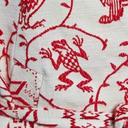 Pre Owned Kenzo Light Beige Embroidered Cotton Belted Kimono Jacket M