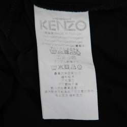 Pre Owned Kenzo Black Tiger Logo Print Cotton T-Shirt XS
