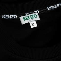 Kenzo Black Cotton Globe Embroidered Crew Neck Sweatshirt XS