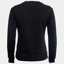 Kenzo Black Cotton Globe Embroidered Crew Neck Sweatshirt XS