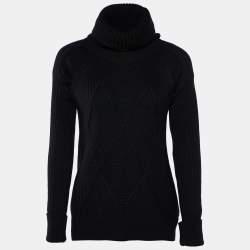 Pre Owned Kenzo Black Wool Knit Turtleneck Sweater S