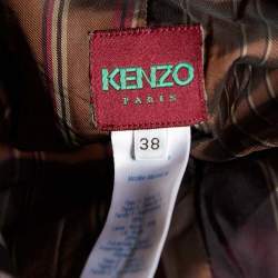 Pre Owned Kenzo Purple Spray Painted Wool Zip Front Jacket M