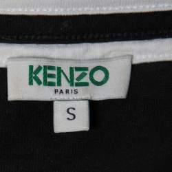 Pre Owned Kenzo Black Cotton Knit Logo Print Midi Dress S