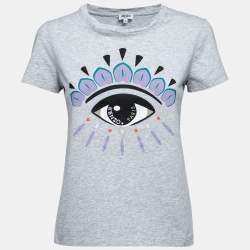 Pre Owned Kenzo Grey Printed Cotton Short Sleeve T-Shirt S