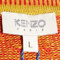 Pre Owned Kenzo Multicolor Patterned Knit Long Sleeve Dress L