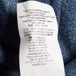 Pre Owned Kenzo Blue Mélange Cotton Tiger Patch Zip Front Cardigan S