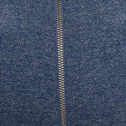 Pre Owned Kenzo Blue Mélange Cotton Tiger Patch Zip Front Cardigan S