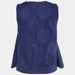 Kenzo Navy Blue Circle Jacquard Sleeveless Flared Top S