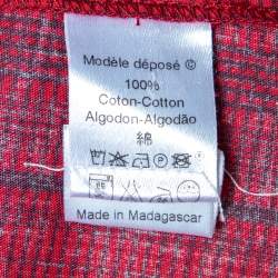 Pre Owned Kenzo Red Printed Cotton Front Tie Detail Blouse L