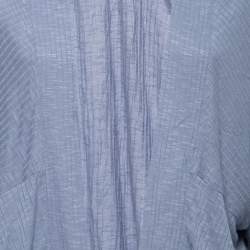 Pre Owned Kenzo Vintage Blue Knit Button Detail Open Cardigan M