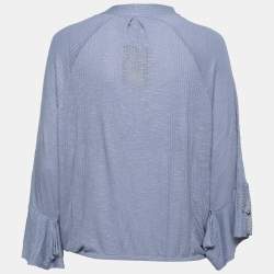 Pre Owned Kenzo Vintage Blue Knit Button Detail Open Cardigan M