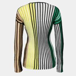 Pre Owned Kenzo Multicolor Striped Ribbed Knit Long Sleeve Top XS