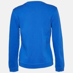 Pre Owned Kenzo Blue Eye Embroidered Cotton Crew Neck Sweatshirt L