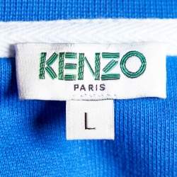 Pre Owned Kenzo Blue Eye Embroidered Cotton Crew Neck Sweatshirt L