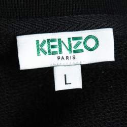 Pre Owned Kenzo Black Cotton Tiger Motif Embroidered Sweatshirt L