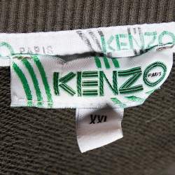 Pre Owned Kenzo Military Green Tiger Embroidered Cotton Crewneck Sweatshirt XXL