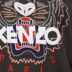 Pre Owned Kenzo Military Green Tiger Embroidered Cotton Crewneck Sweatshirt XXL