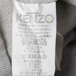 Pre Owned Kenzo Grey Cotton Knit Evil Eye Embroidered Long Sweatshirt M