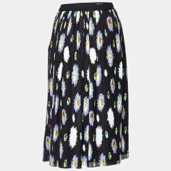 Kenzo Black Floral Printed Crepe Midi Skirt M
