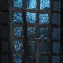 Pre Owned Kenzo Black & Blue Metallic Square Jacquard Shift Dress L