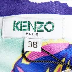 Pre Owned Kenzo Multicolour Printed Satin Sleeveless Mini Dress M