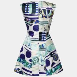 Pre Owned Kenzo Multicolour Printed Satin Sleeveless Mini Dress M
