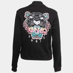 Kenzo Black Cotton Tiger Motif Embroidered Zip-Up Jacket M