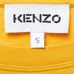 Kenzo Yellow Logo Printed Cotton Knit Round Neck T-Shirt S