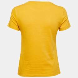 Kenzo Yellow Logo Printed Cotton Knit Round Neck T-Shirt S