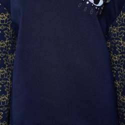 Pre Owned Kenzo Black Knit Eye Embellished Embroidered Sleeve Jumper S