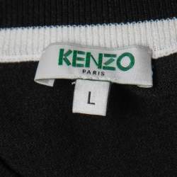 Pre Owned Kenzo Black/Red Knit Crew Neck Top L