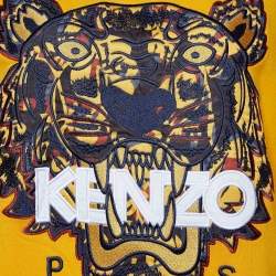 Kenzo Yellow Tiger Applique Embroidered Cotton Knit Sweatshirt L