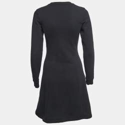 Pre Owned Kenzo Black Cotton Tiger-Motif Sweatshirt Dress S 