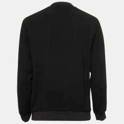 Pre Owned Kenzo Black Crepe Tiger Motif Side Stripe Detail Sweatshirt XS